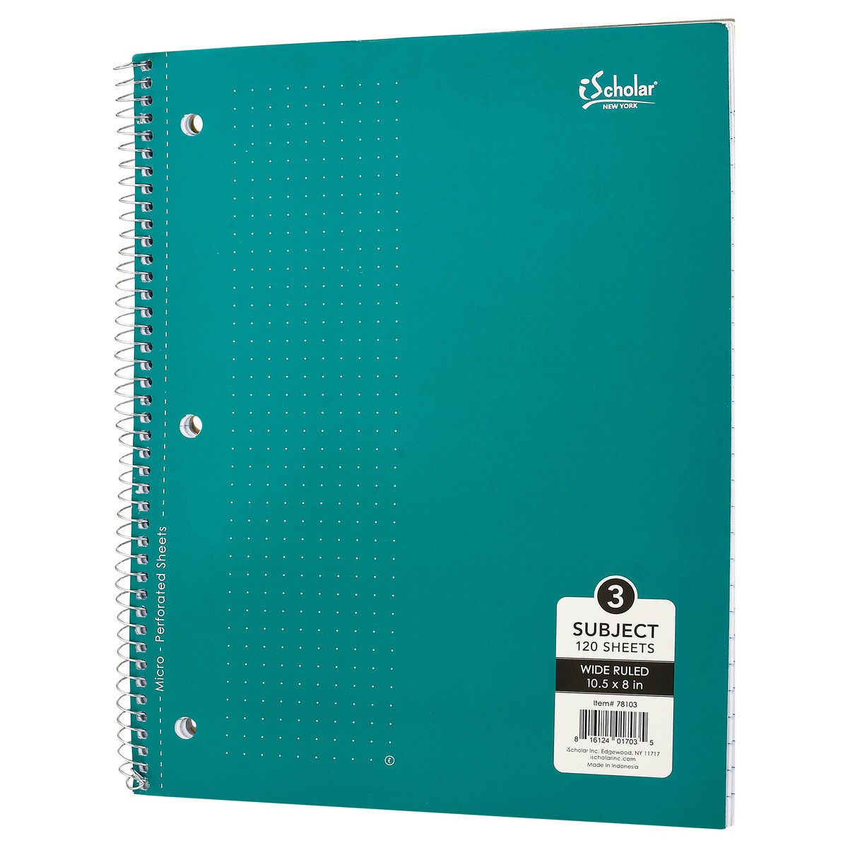 slide 7 of 11, iScholar 120 Sheets Wide Ruled 3 Subject Notebook 1 Each, 1 ct