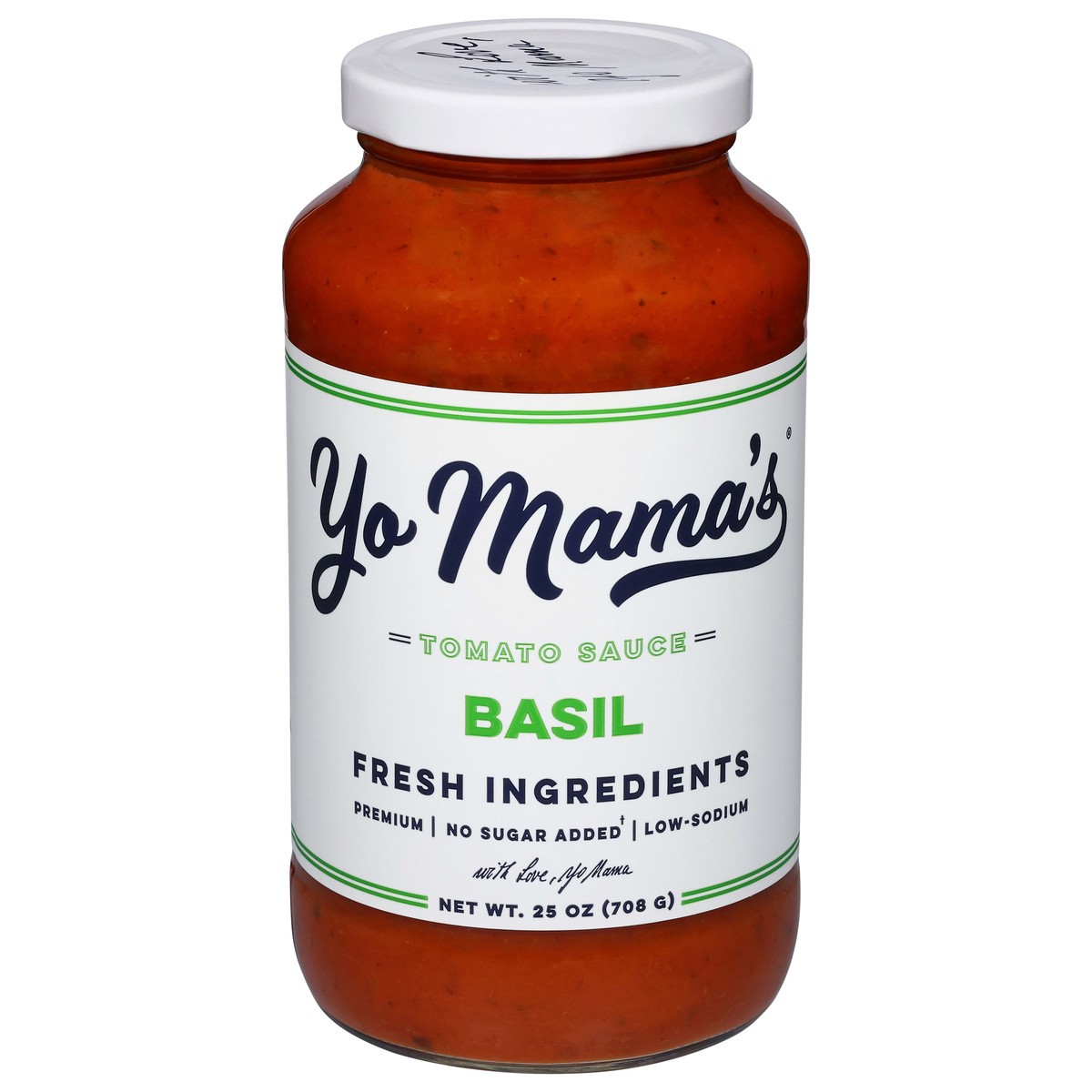 slide 1 of 9, Yo Mama's Basil Tomato Sauce 25 oz, 25 oz