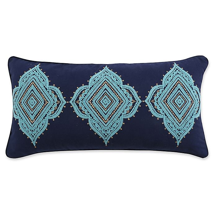 slide 1 of 2, Levtex Home Elaine Tri-Medallion Oblong Throw Pillow - Navy, 1 ct