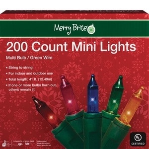 slide 1 of 1, Merry Brite 200 Count Multi Color Green Wire Lights, 1 ct
