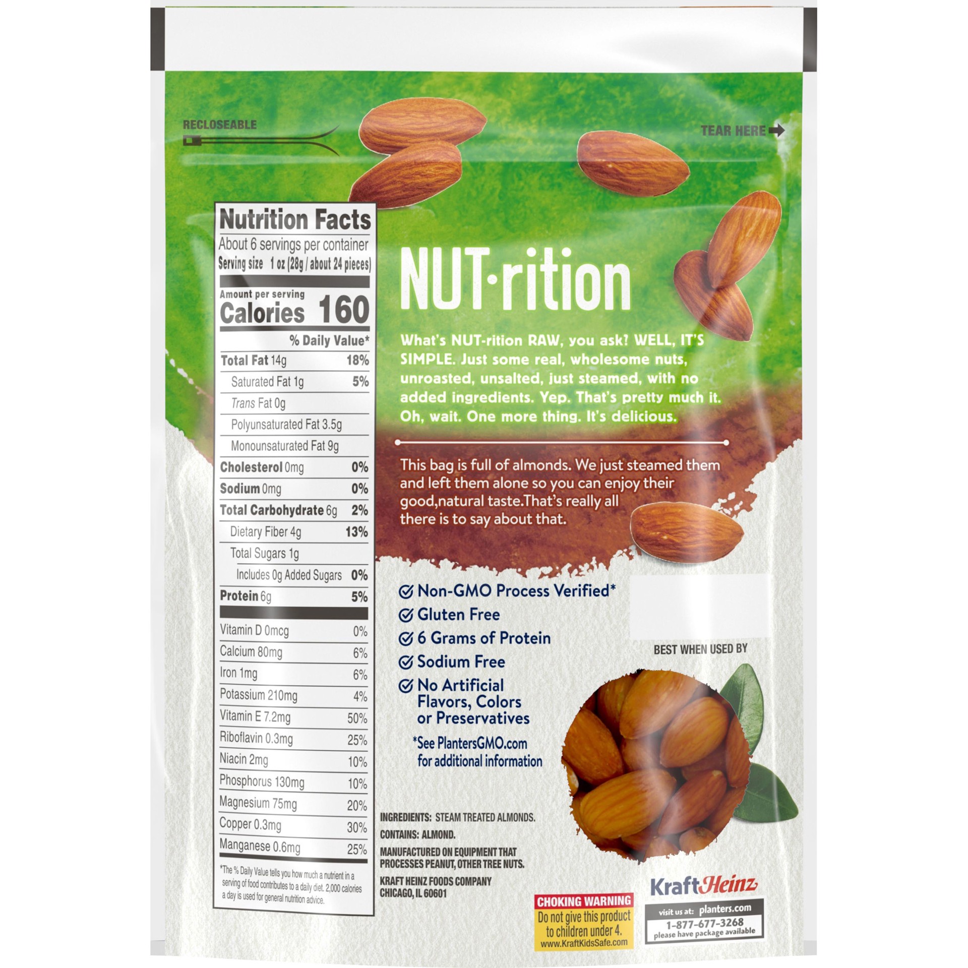 slide 5 of 5, Planters NUT-rition Raw Almonds, 5.5 oz Bag, 5.5 oz