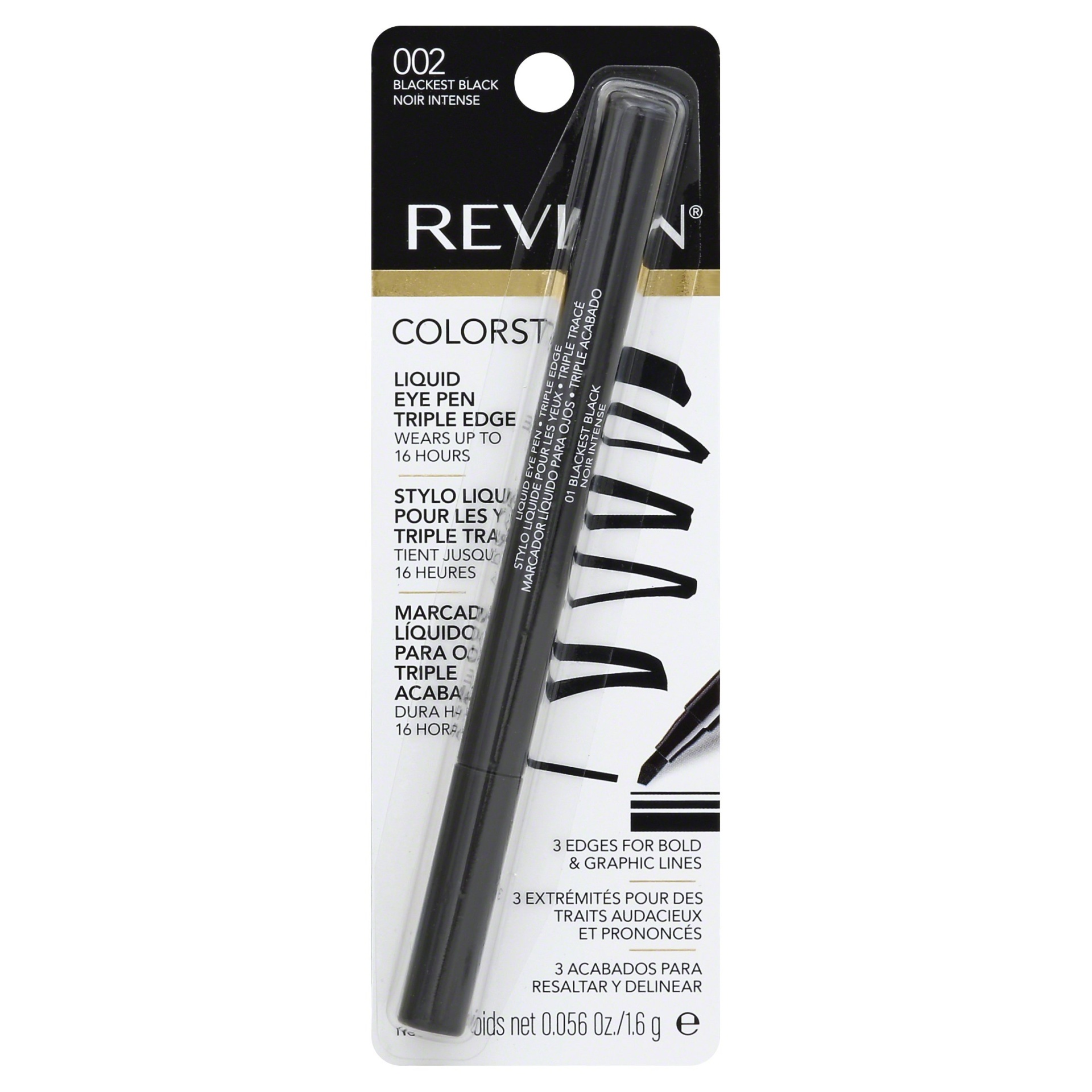 slide 1 of 2, Revlon ColorStay Liquid Eye Pen Triple Edge Tip - Blackest Black, 1 ct