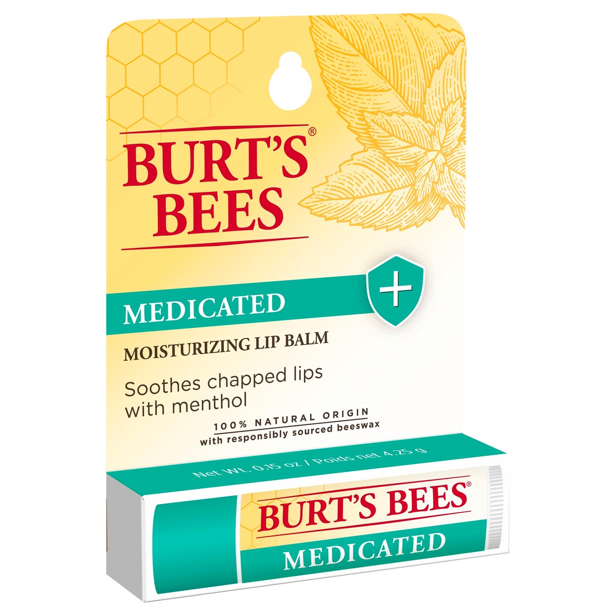 slide 4 of 6, Burt's Bees 100% Natural Medicated Moisturizing Lip Balm with Menthol & Eucalyptus - 1 Tube, 15 oz