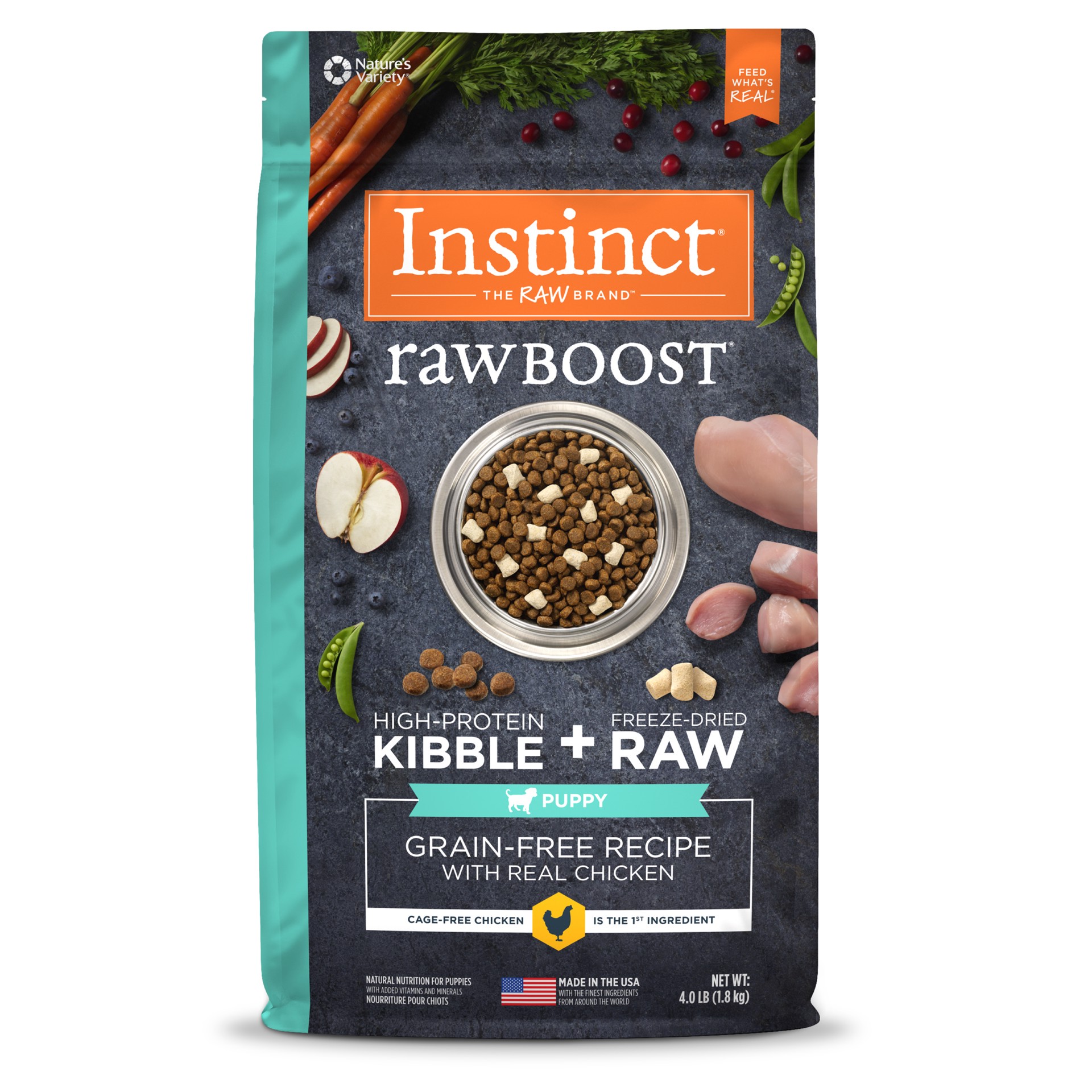 slide 1 of 6, Instinct Raw Boost Puppy Chicken Dry Dog Food, 4 lb. Bag, 4 lb