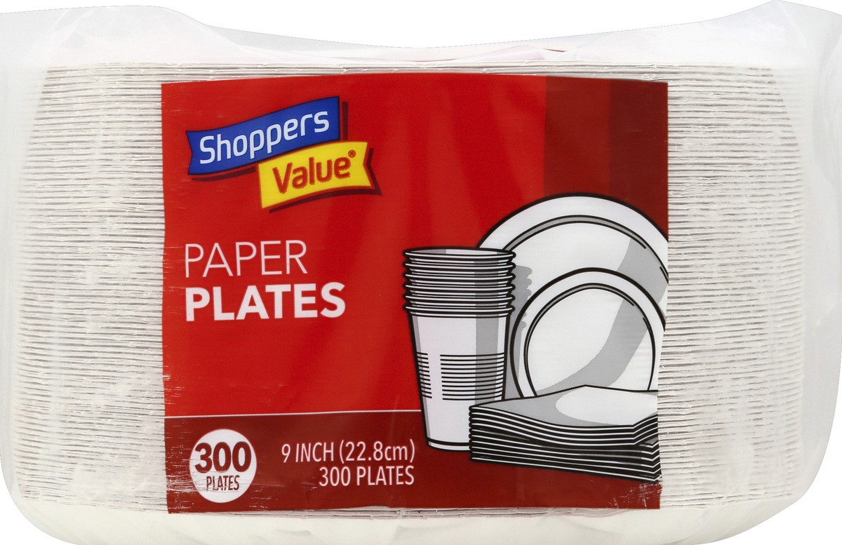 slide 1 of 8, Shoppers Value Paper Plates, 300 ct