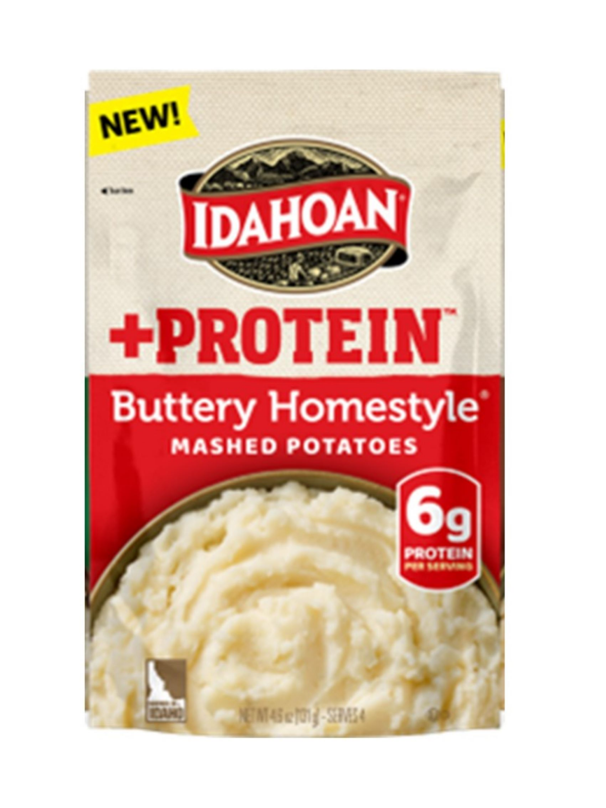 slide 1 of 1, Idahoan Buttery Homestyle +Protein Mashed Potatoes,, 4.6 oz