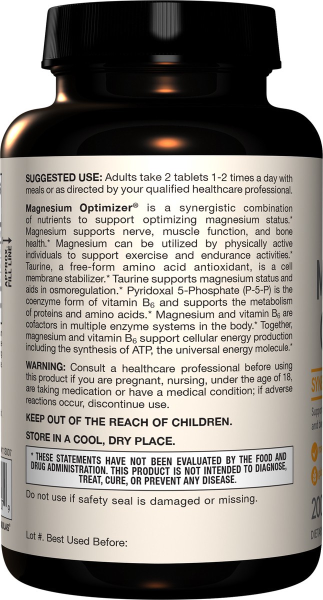 slide 3 of 5, Jarrow Formulas Magnesium Optimizer - 200 Tablets - Supports Bone Health & Muscle Function - Exercise & Endurance Benefits - Includes Taurine, P5P & Vitamin B6 - 100 Servings, 200 ct