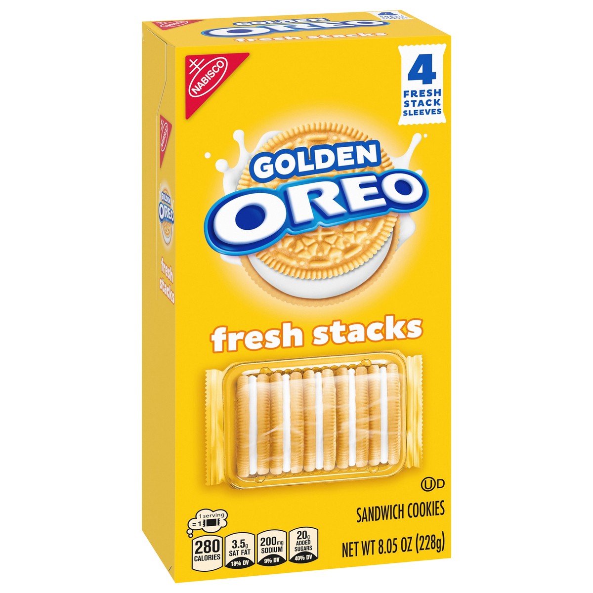 slide 10 of 13, Golden Oreo OREO Fresh Stacks Golden Sandwich Cookies, 8.05 oz (4 Stacks), 4 ct