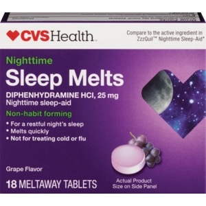 slide 1 of 1, CVS Health Nighttime Sleep Melts Grape, 18 ct