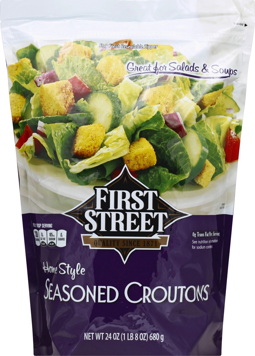 slide 5 of 6, First Street Seasoned Homestyle Croutons, 24 oz