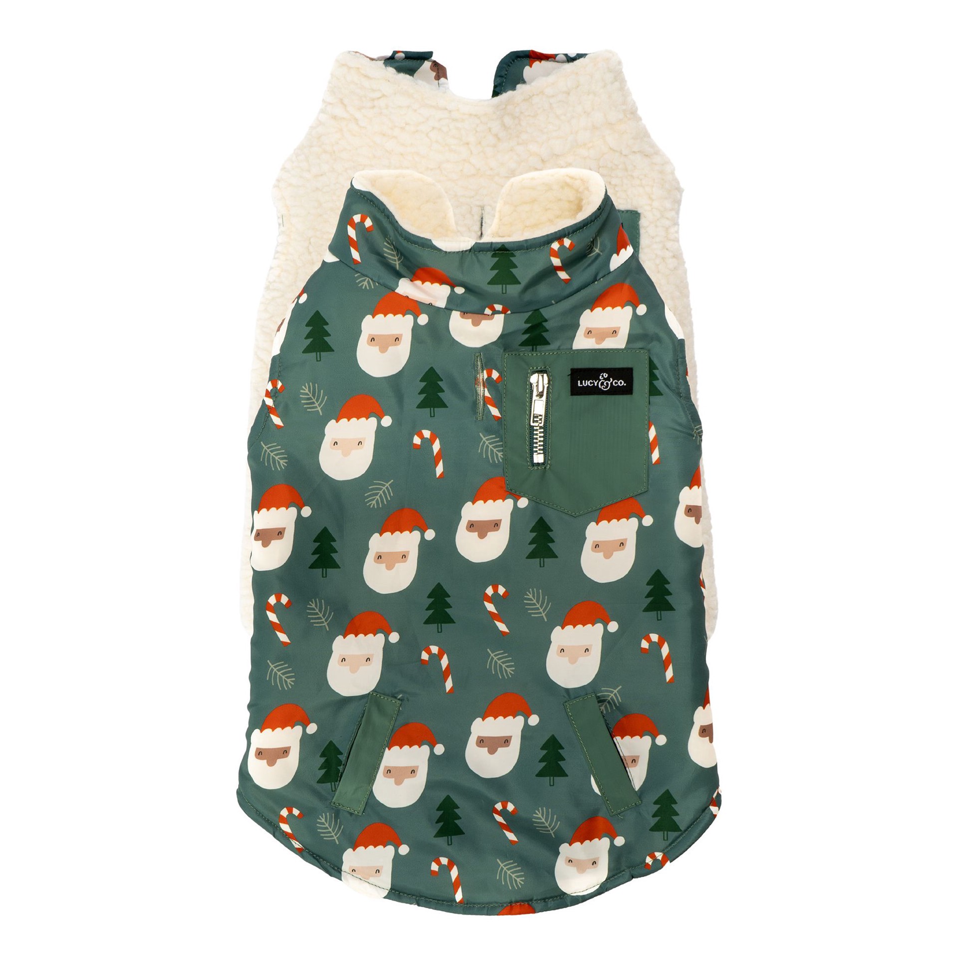 slide 1 of 1, Lucy & Co. Holiday Santa's Coming to Town Reversible Vest Dog Jacket, 1 ct; X Large