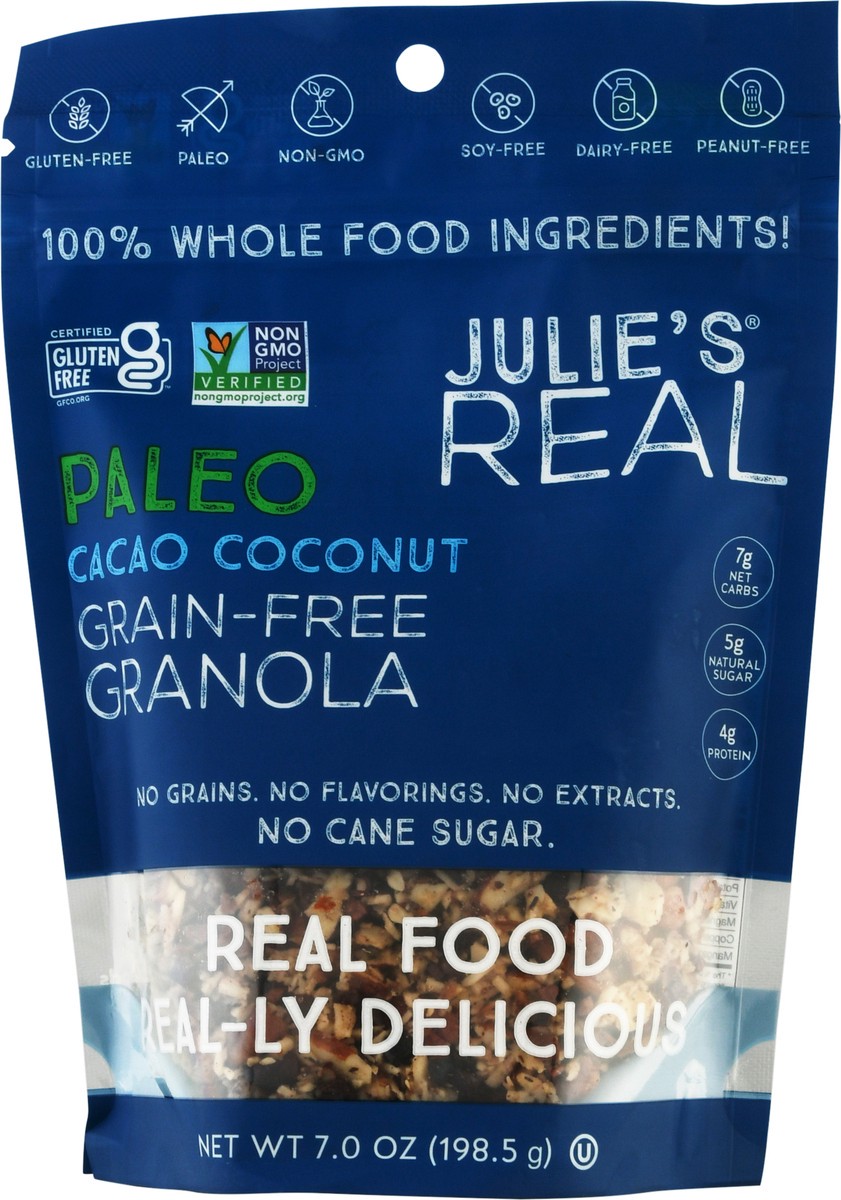 slide 1 of 9, Julie's Real Grain-Free Cacao Coconut Granola 7.0 oz Pouch, 7 oz