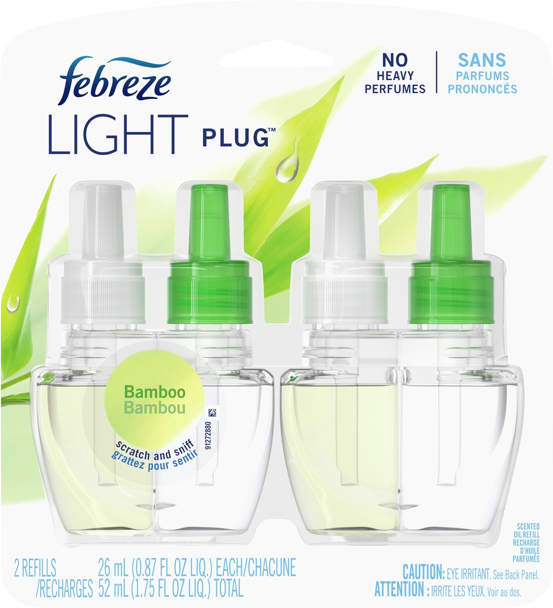 slide 2 of 3, Febreze Plug In Air Freshener, Odor-Fighting Scented Oil Refill, Light Bamboo Scent, 2 Refills, 2 ct