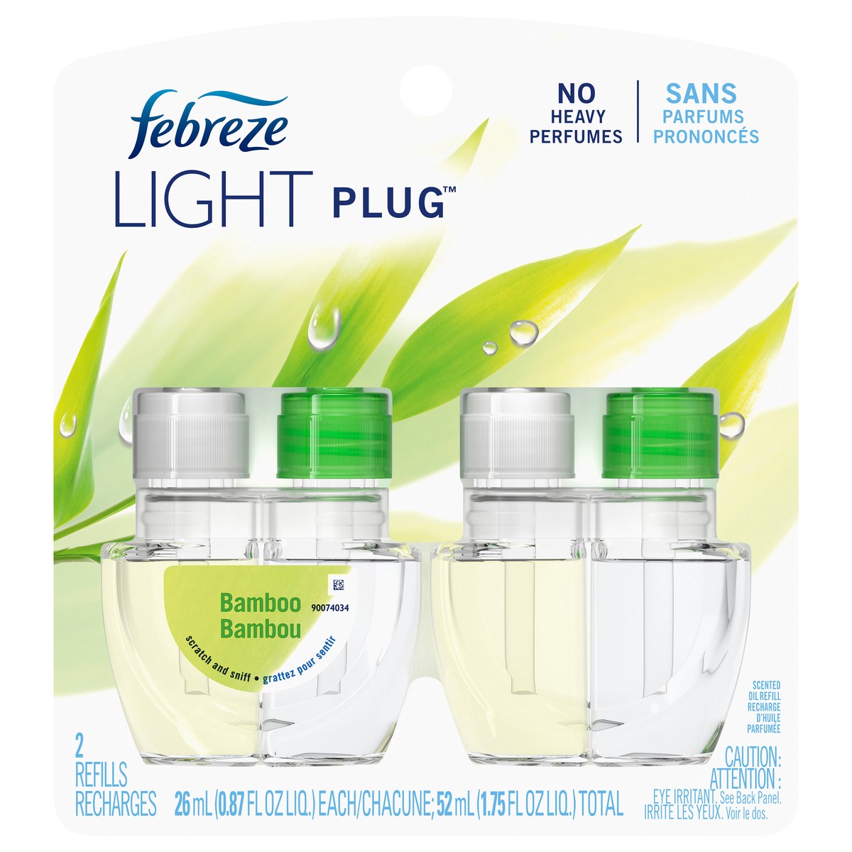 slide 1 of 3, Febreze Plug In Air Freshener, Odor-Fighting Scented Oil Refill, Light Bamboo Scent, 2 Refills, 2 ct