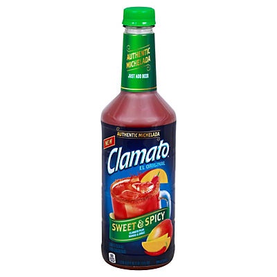 slide 1 of 1, Clamato Sweet & Spicy Tomato Cocktail, 1 liter