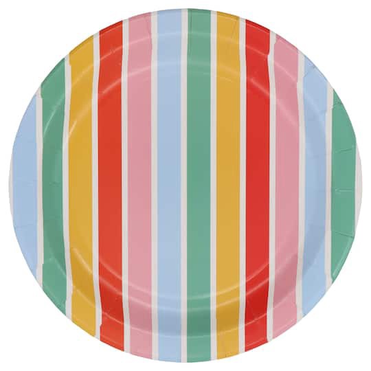 slide 1 of 2, 9" Multicolor Stripe Paper Plates, 10ct. By Celebrate It, 10 ct