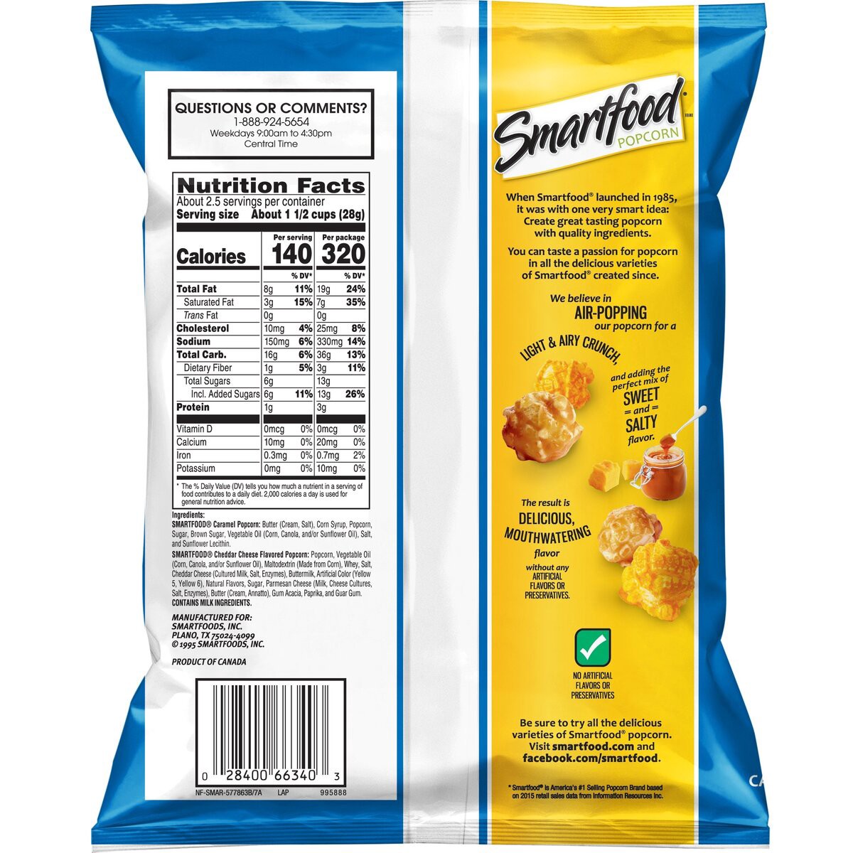 slide 2 of 5, Smartfood Popcorn Popped, 2.25 oz