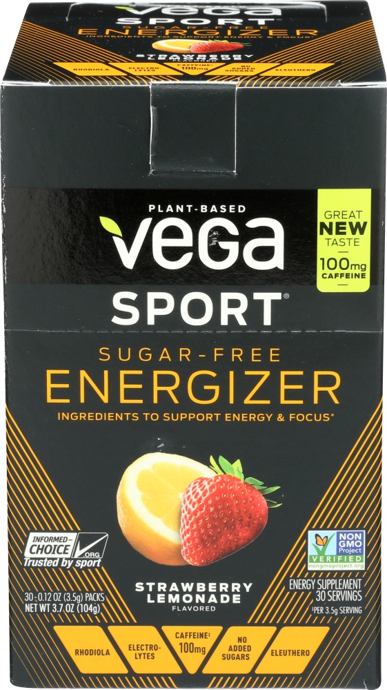 slide 1 of 1, Vega Sport Sugar-free Strawberry Lemonade Flavored Energizer Powder Single Packet, 0.12 oz