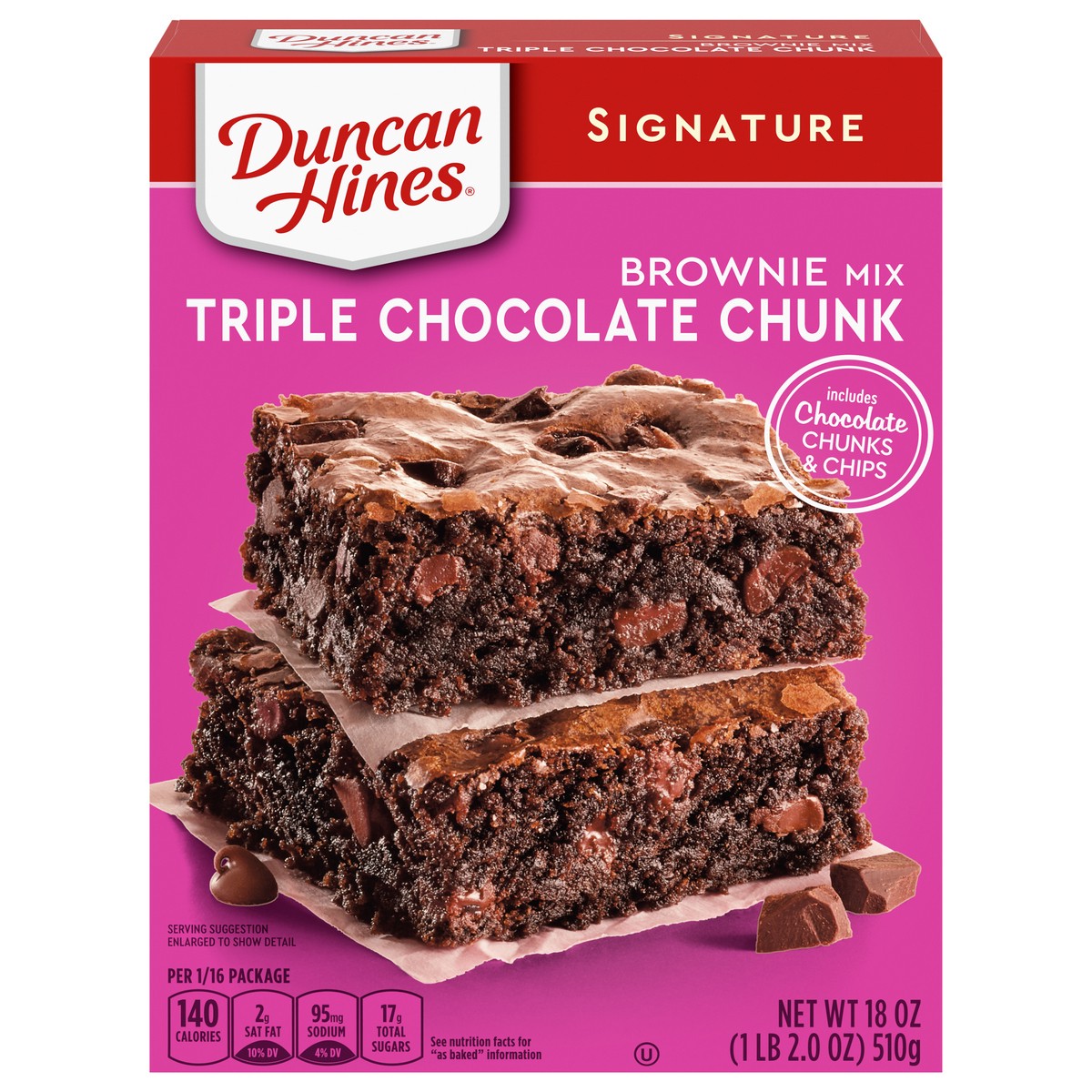 slide 1 of 5, Duncan Hines Signature Triple Chocolate Chunk Brownie Mix 18 oz, 18 oz