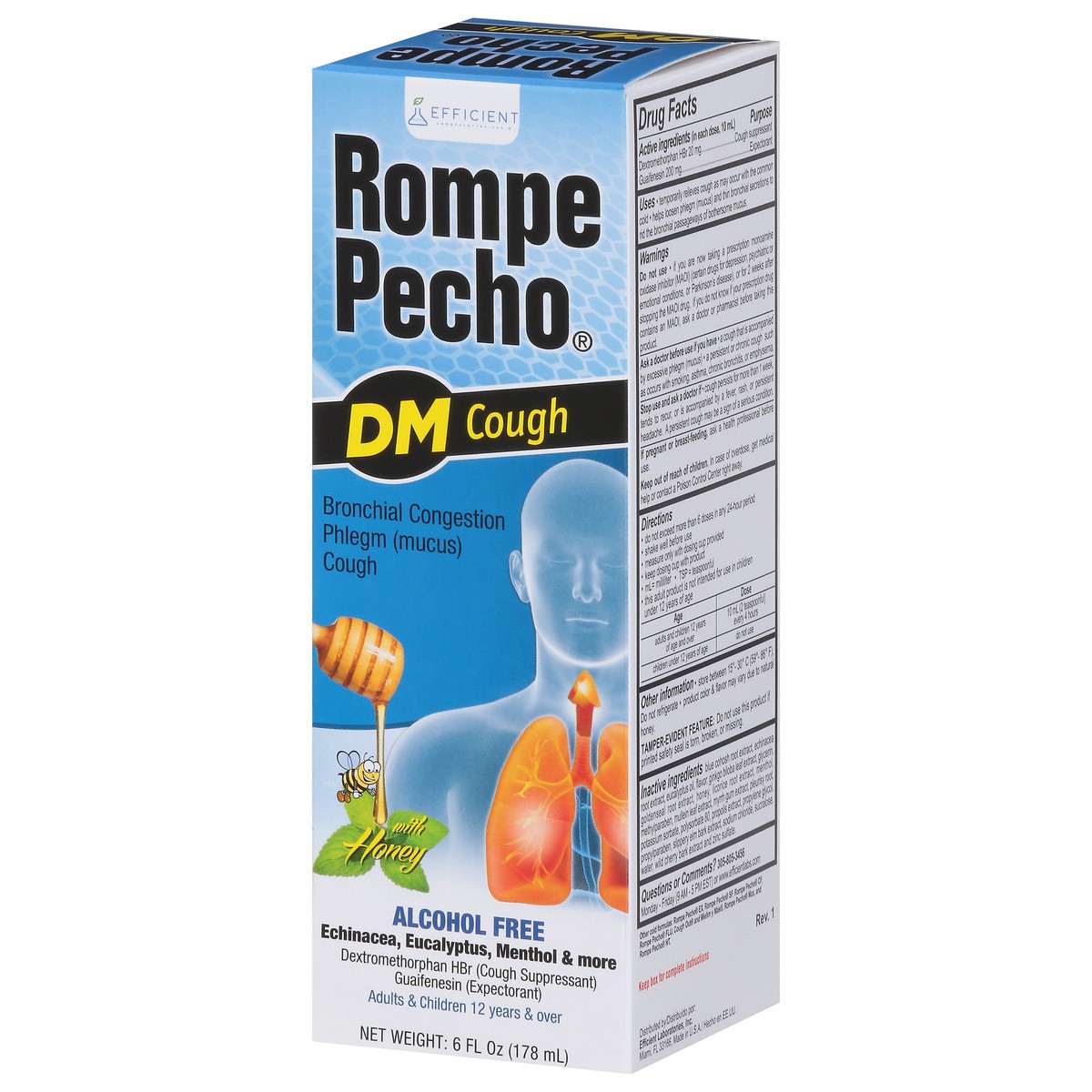 slide 8 of 9, Rompe Pecho Alcohol Free With Honey Rompe Pecho DM Cough, 6 oz