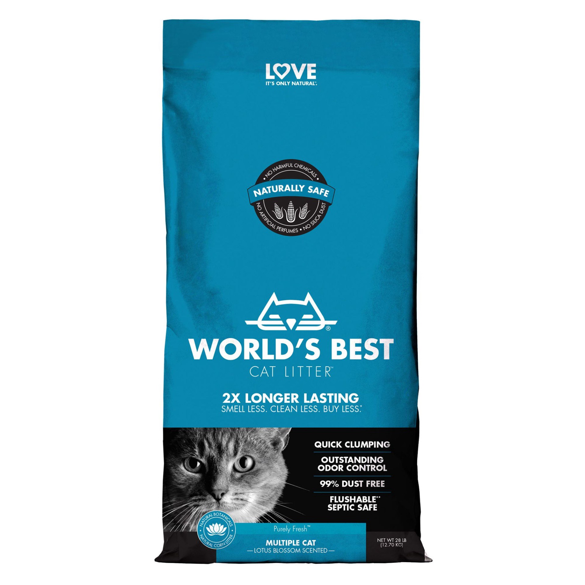 slide 1 of 1, World's Best Cat Litter World’s Best Cat Litter Multiple Cat Lotus Blossom Scented 28 LBS, 28 lb