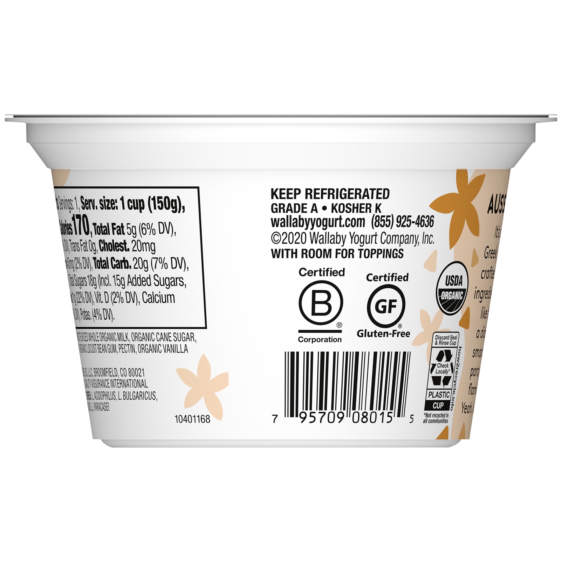 Wallaby Organic Whole Milk Vanilla Bean Greek Yogurt 53 Oz Shipt