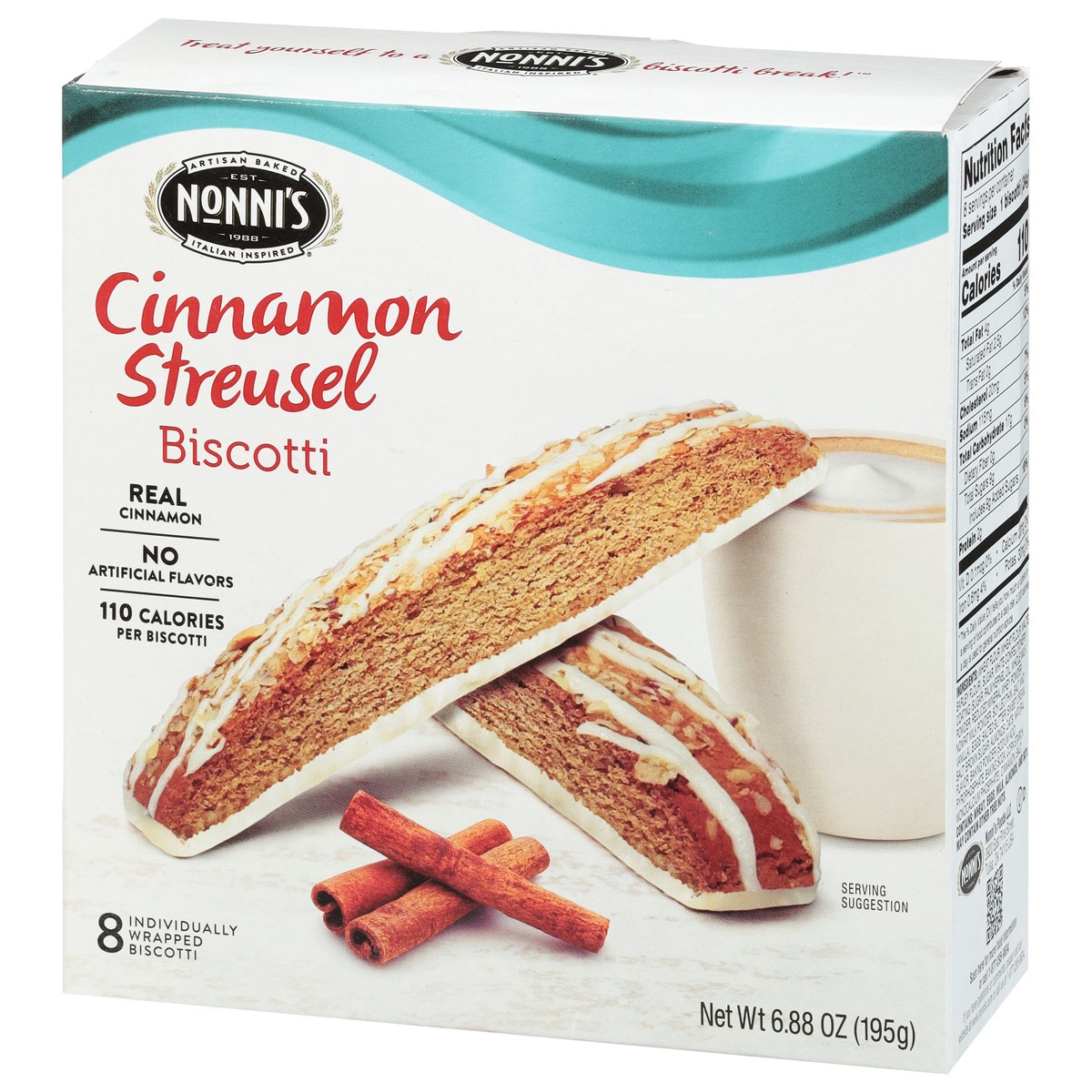 slide 10 of 11, Nonni's Cinnamon Crumb Cake Biscotti 8 ea, 8 ct / 6.88 oz