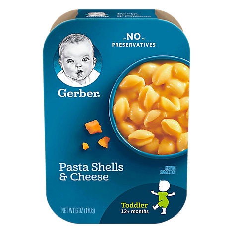 slide 1 of 1, Gerber Baby Food Toddler Pasta Shells & Cheese, 6 oz