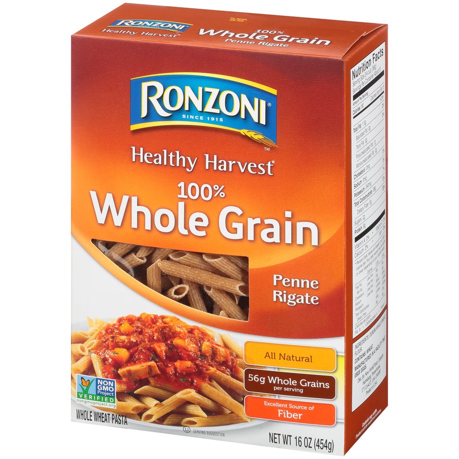 slide 3 of 8, Ronzoni Healthy Harvest All Natural Penne Rigate Whole Wheat Pasta, 16 oz