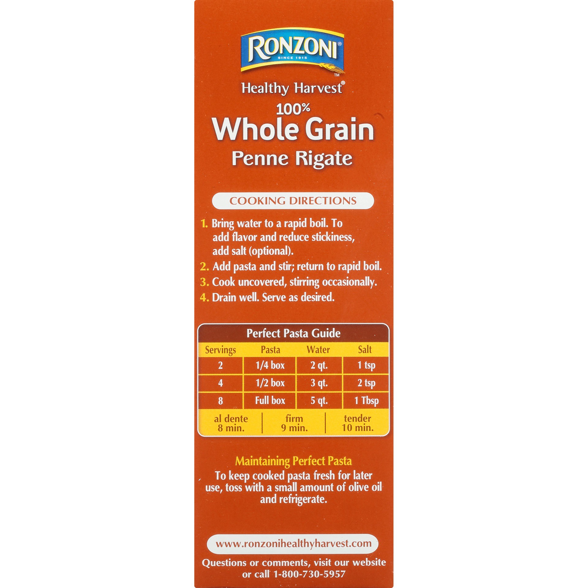 slide 4 of 8, Ronzoni Healthy Harvest All Natural Penne Rigate Whole Wheat Pasta, 16 oz