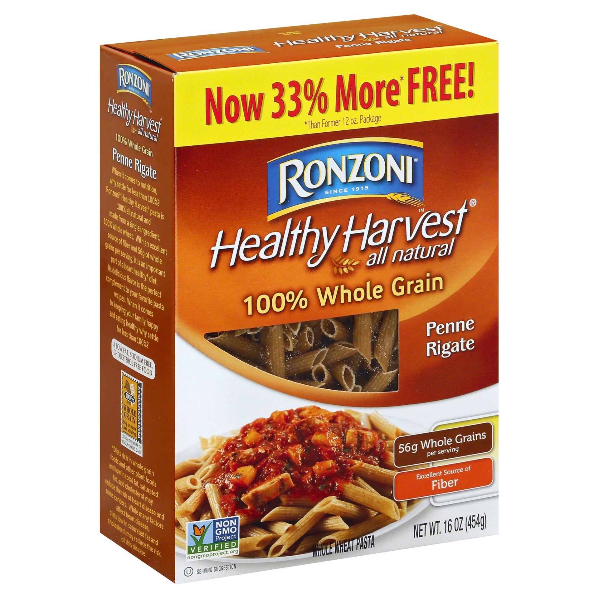 slide 1 of 8, Ronzoni Healthy Harvest All Natural Penne Rigate Whole Wheat Pasta, 16 oz