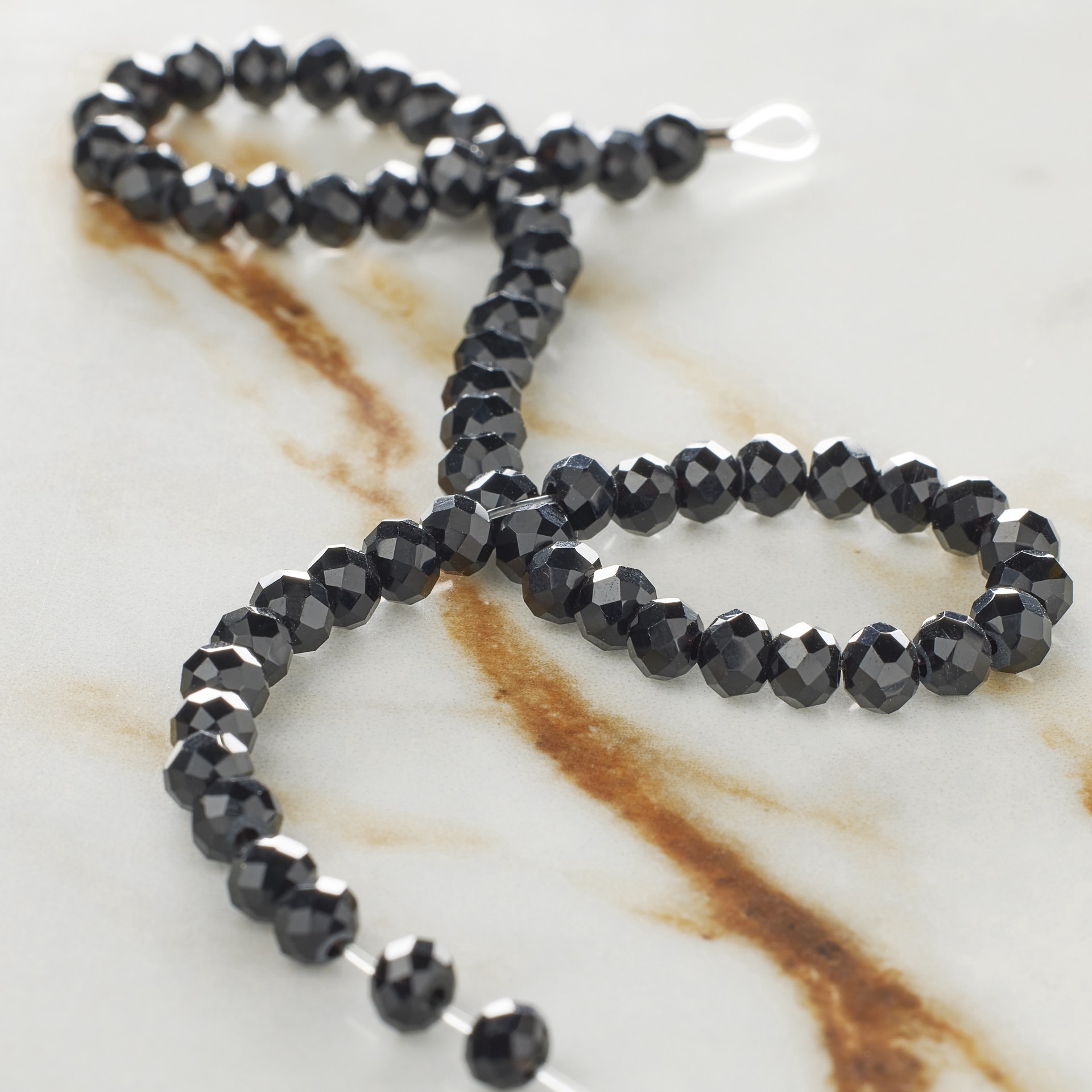 slide 3 of 3, Jet Black Glass Faceted Rondelle Beads, 4mm By Bead Landing, 4 mm