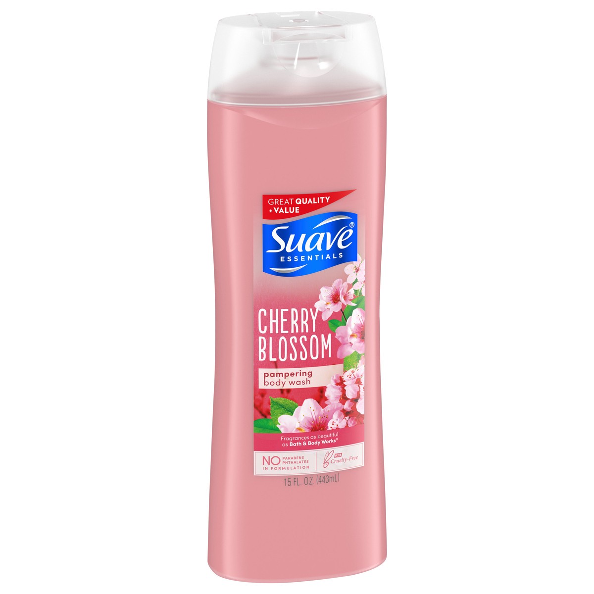 slide 3 of 5, Suave Cherry Blossom Essentials Body Wash, 15 fl oz