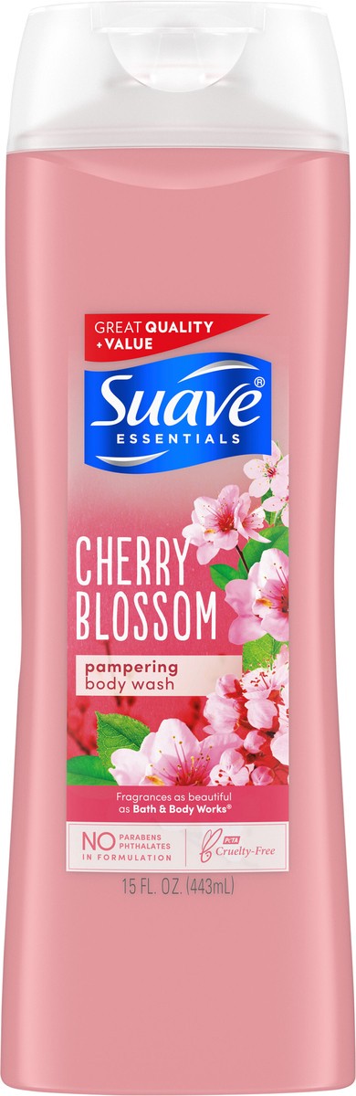 slide 5 of 5, Suave Cherry Blossom Essentials Body Wash, 15 fl oz
