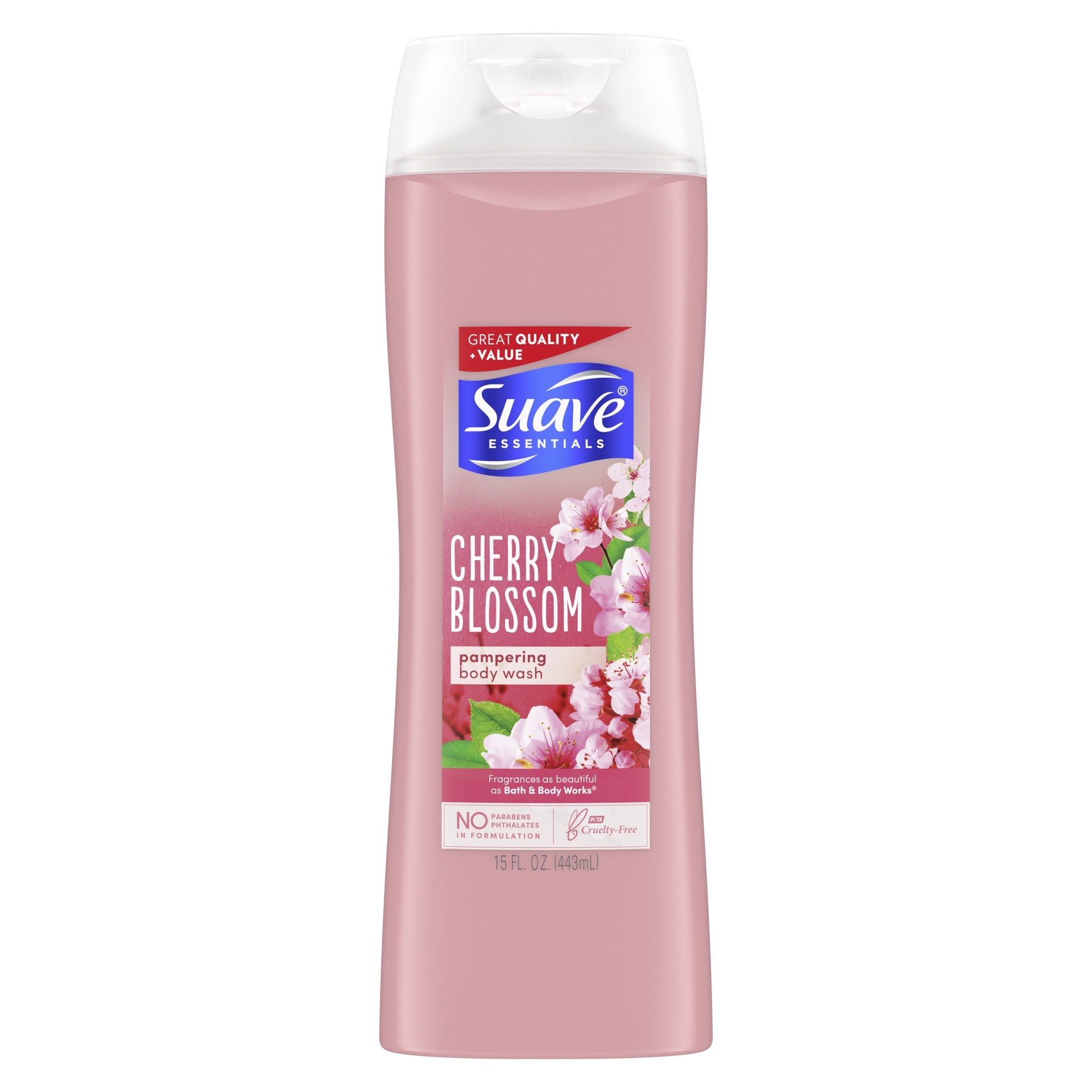 slide 1 of 5, Suave Cherry Blossom Essentials Body Wash, 15 fl oz