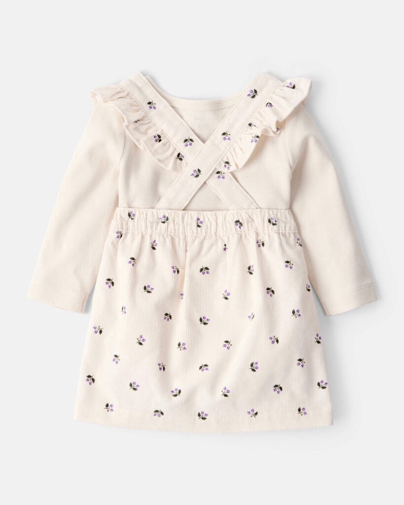 slide 3 of 5, Carter's Carters Baby Girl 3-Piece Floral Long-Sleeve Dress Set - White Ivory NB, 3 pc