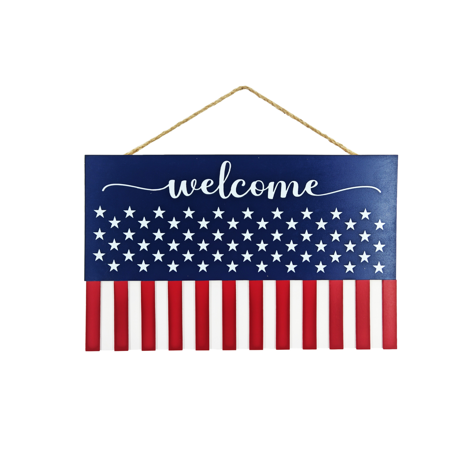 slide 1 of 2, Meijer Corporate Seasonal Americana Wooden Flag Wall Decor, 11.22