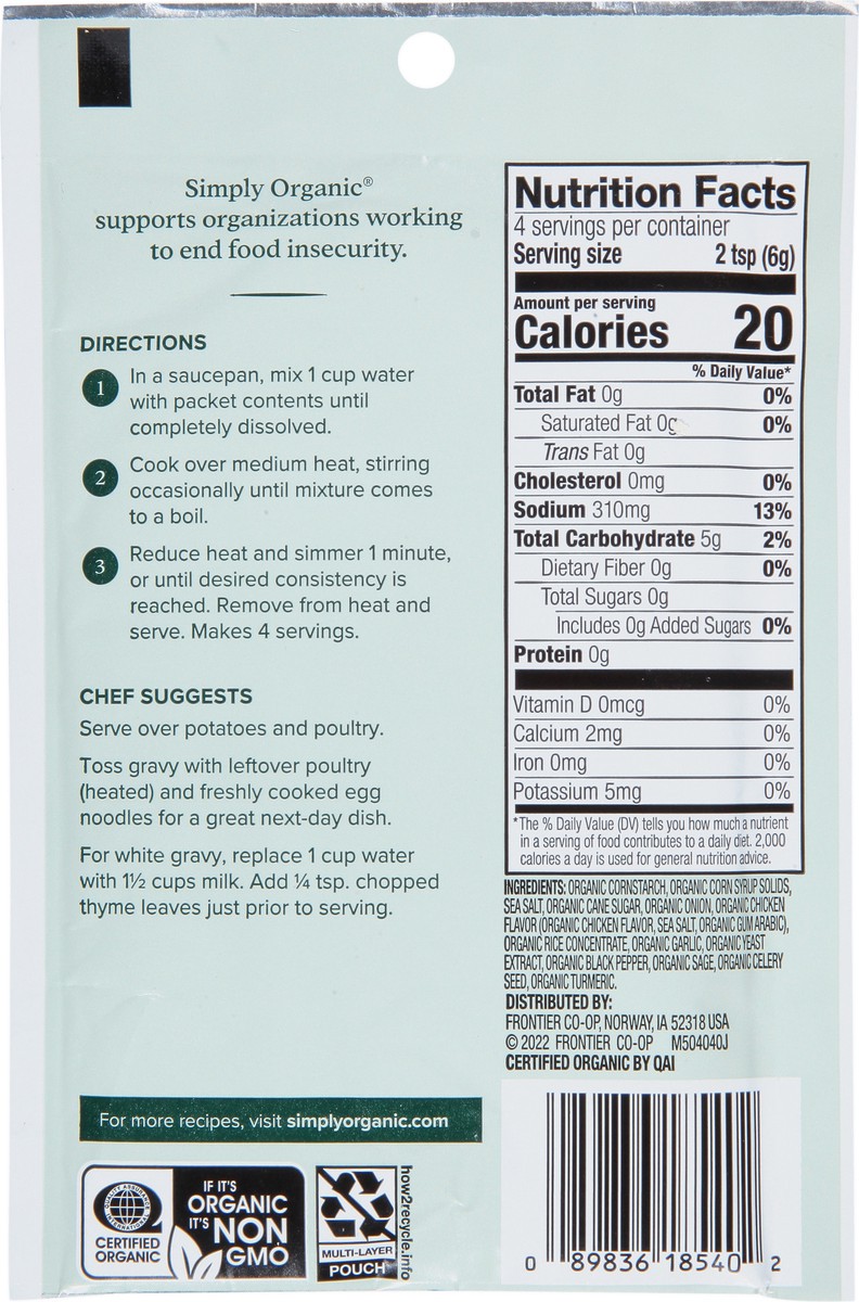 slide 6 of 13, Simply Organic Chicken Gravy Mix, 0.9 oz