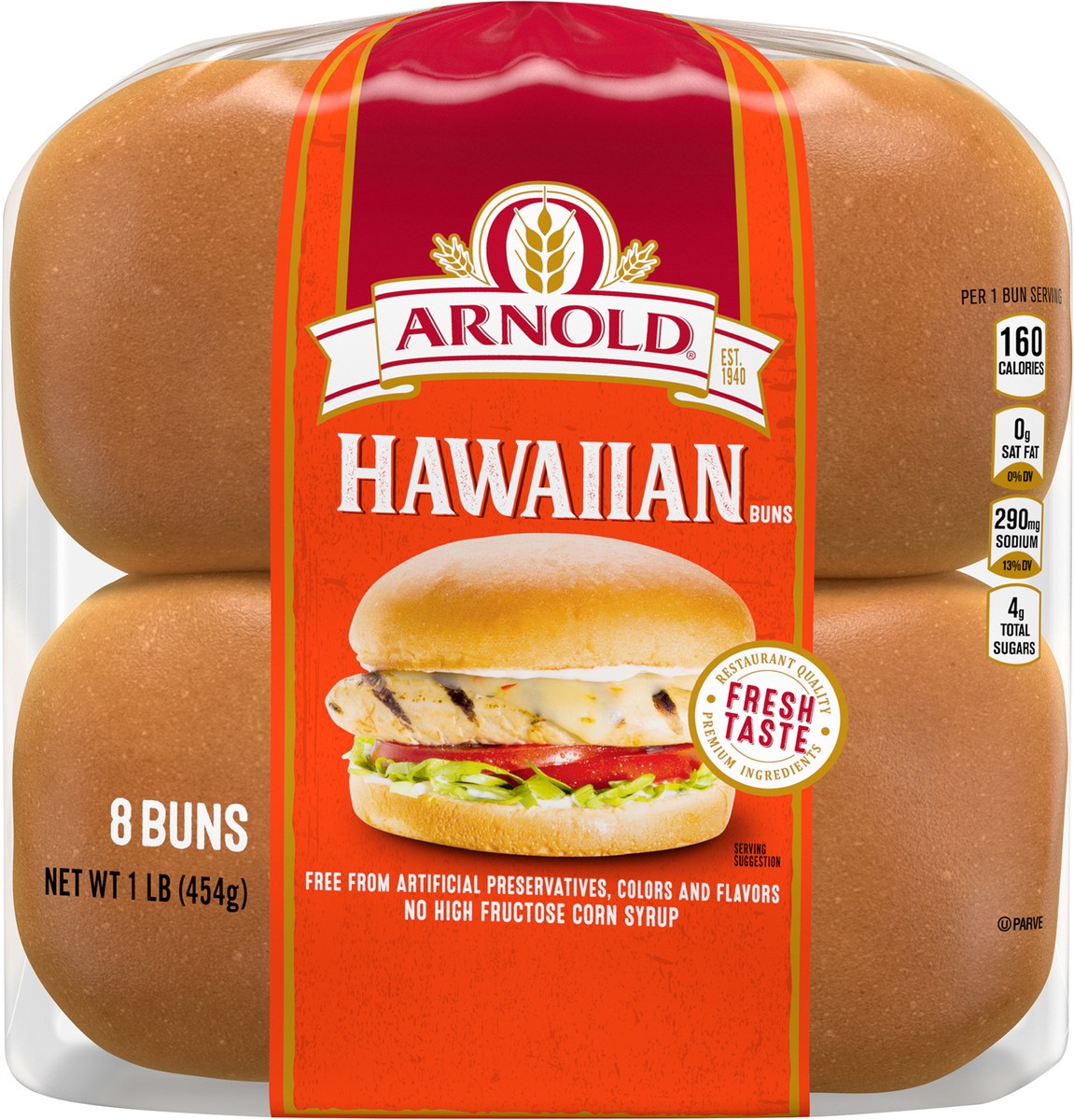 slide 10 of 11, Arnold Hawaiian Buns Buns, 8 count, 16 oz, 8 ct