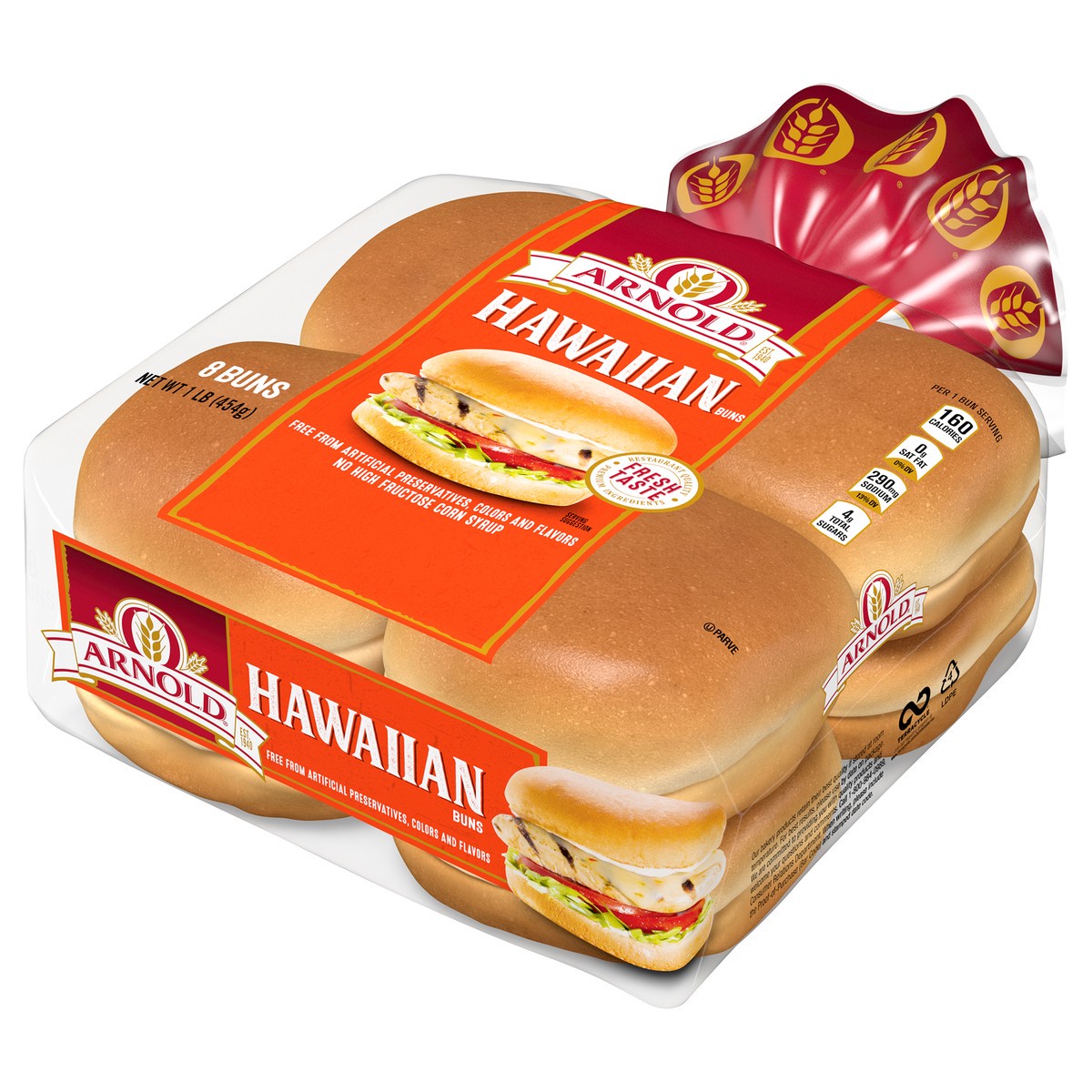 slide 8 of 11, Arnold Hawaiian Buns Buns, 8 count, 16 oz, 8 ct
