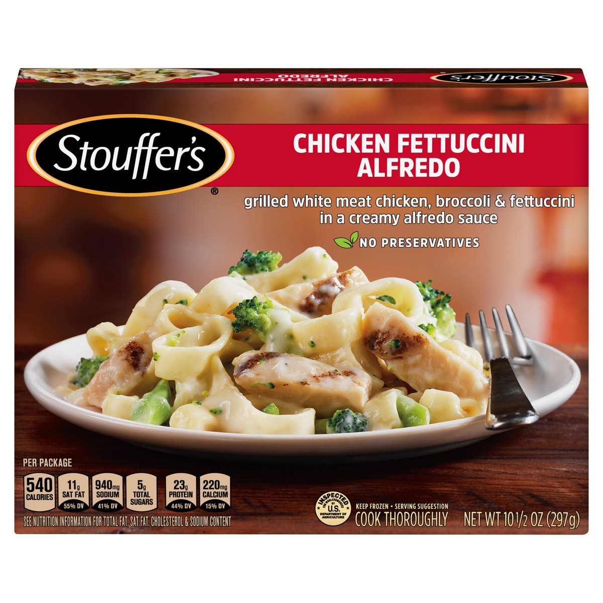 slide 1 of 13, Stouffer's Chicken Fettuccini Alfredo Frozen Meal, 10.5 oz