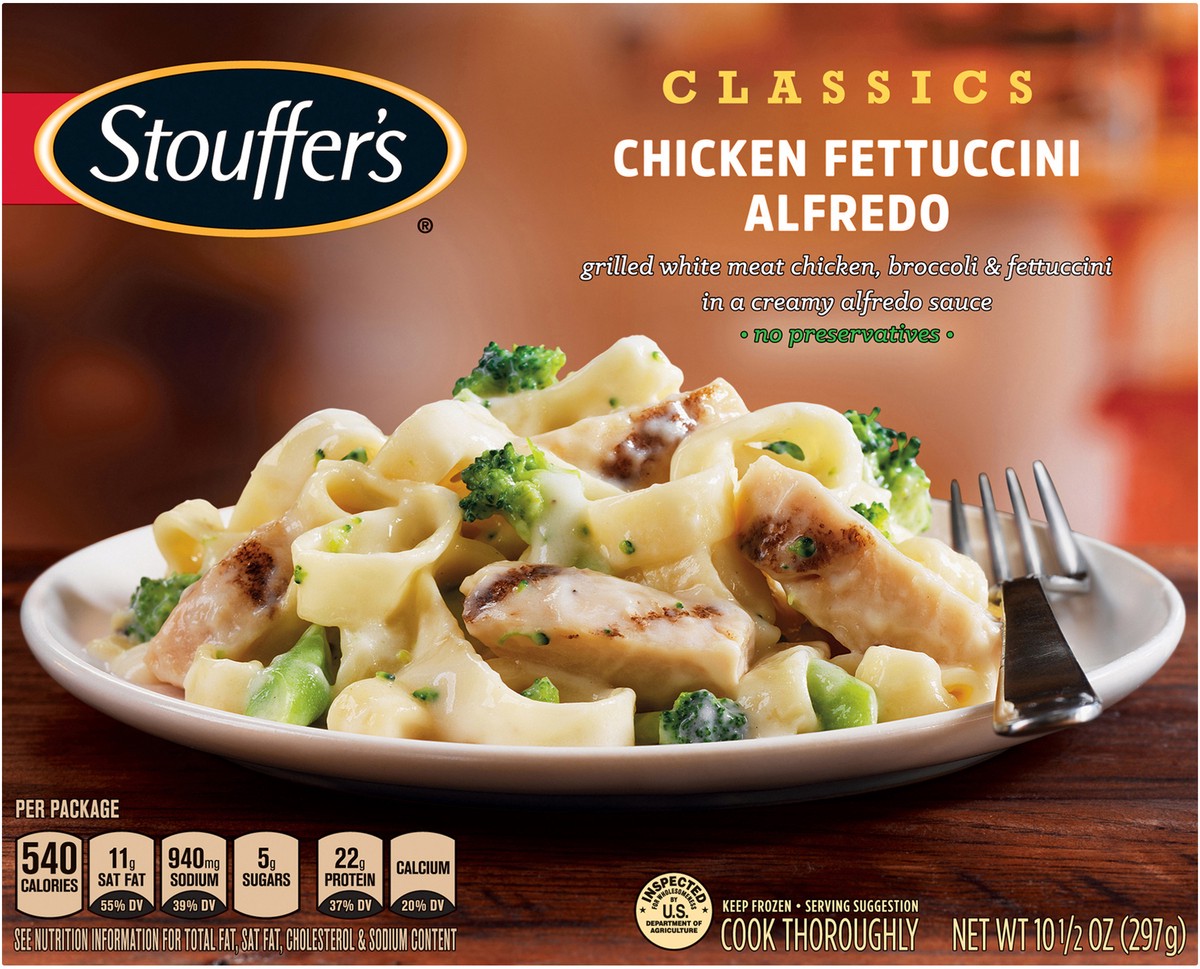 slide 9 of 13, Stouffer's Chicken Fettuccini Alfredo Frozen Meal, 10.5 oz