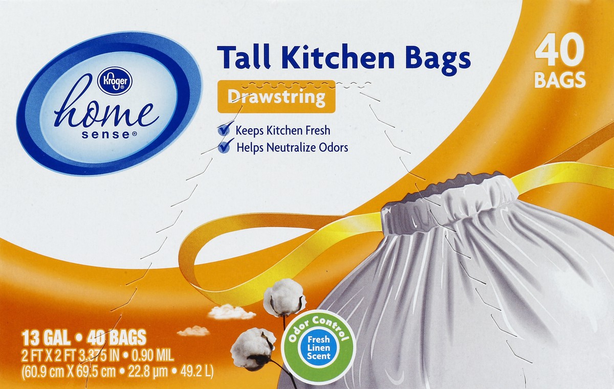 slide 2 of 4, Kroger Home Sense Drawstring Tall Kitchen Clean Fresh, 40 ct