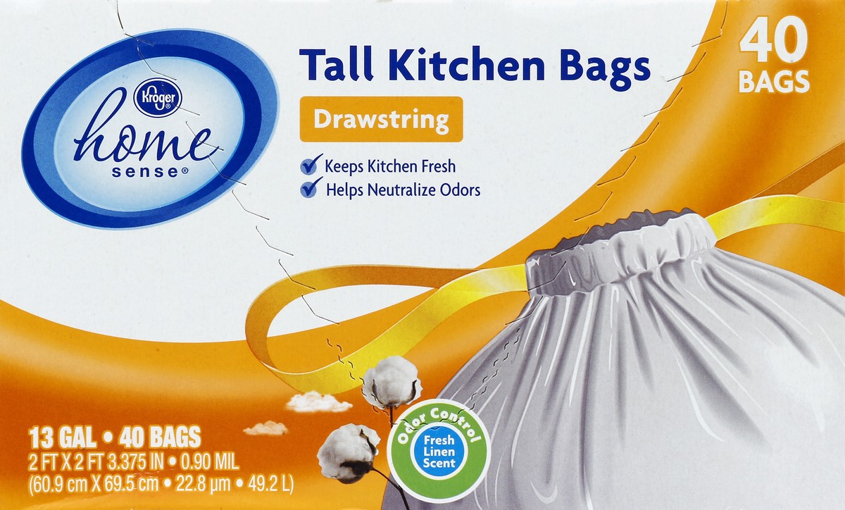 slide 4 of 4, Kroger Home Sense Drawstring Tall Kitchen Clean Fresh, 40 ct