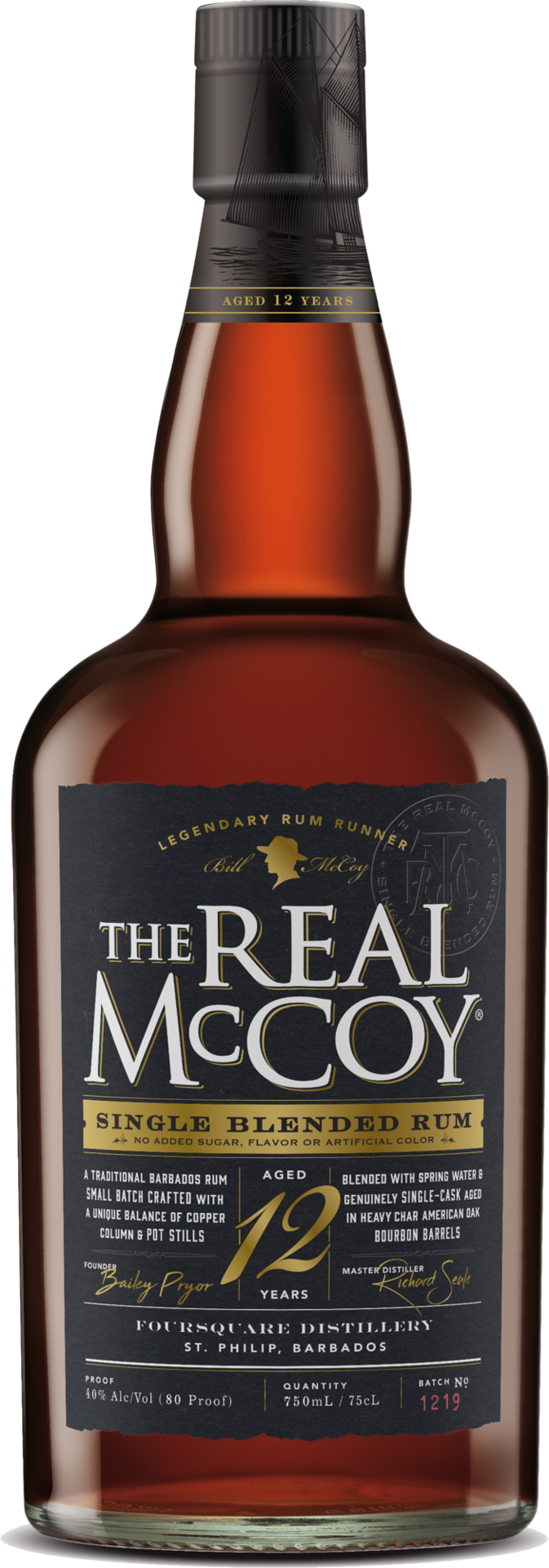 slide 1 of 2, The Real McCoy Single Blended 12-Year Aged Rum, 750 mL Bottle, 80 Proof, 25.36 fl oz