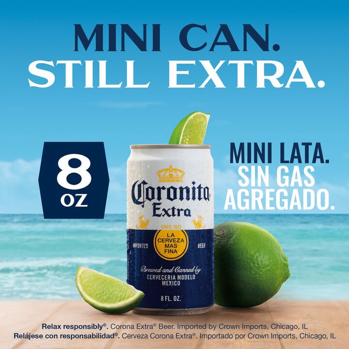 slide 4 of 4, Coronita Extra Corona Extra Coronita Mexican Lager Beer, 12 pk 8 fl oz Cans, 4.6% ABV, 12 ct; 8 oz