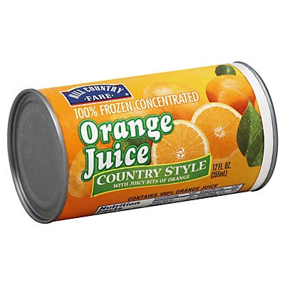 slide 1 of 1, Hill Country Fare Country Style Frozen Orange Juice, 12 oz