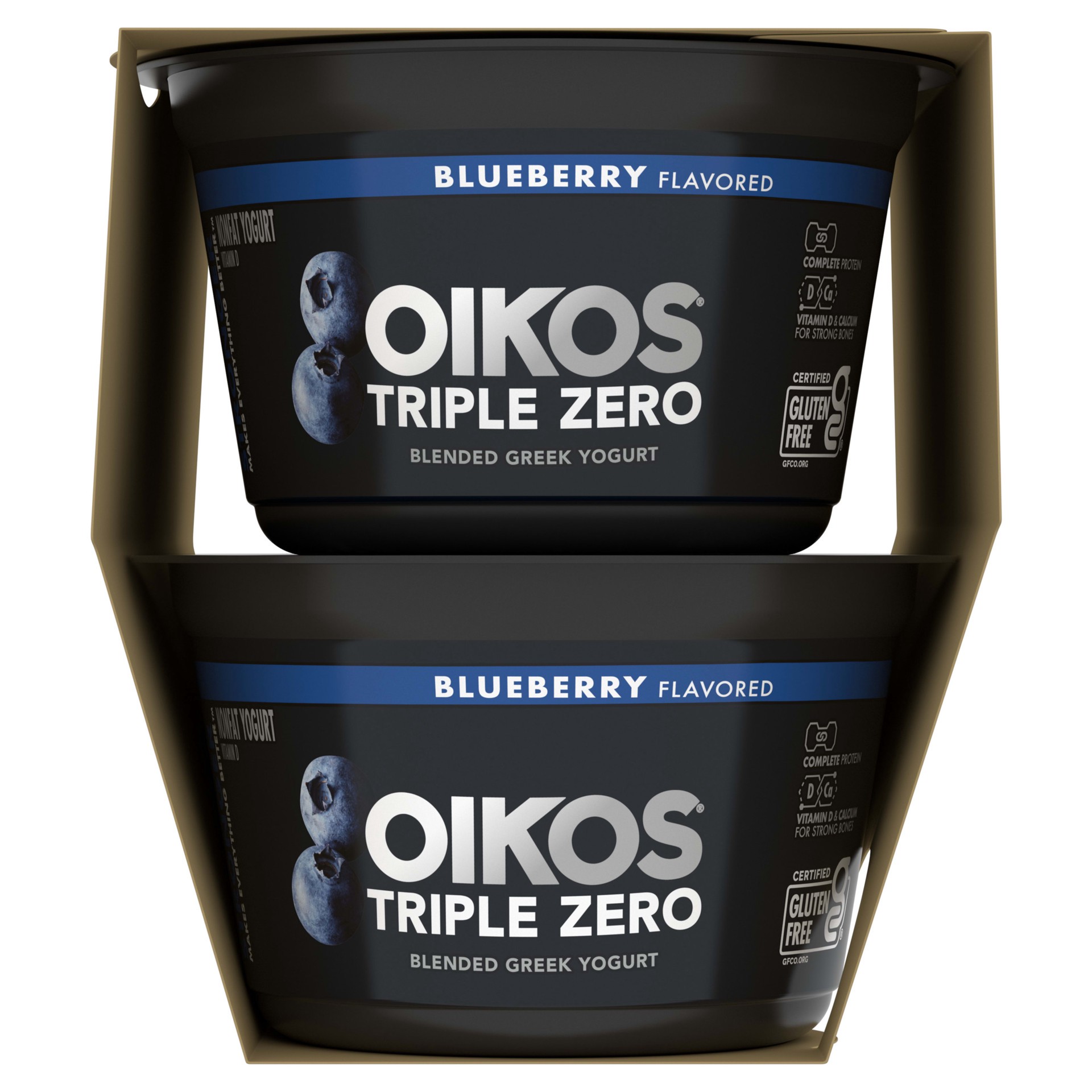 slide 2 of 5, Oikos Blueberry 15g Protein, 0g Added Sugar, Nonfat Greek Yogurt Pack, 4 Ct, 5.3 OZ Cups, 4 ct
