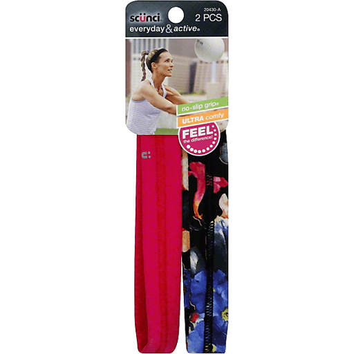 slide 2 of 2, scünci Everyday & Active No-Slip Grip All Day Hold Headwraps 2 Each, 2 ct