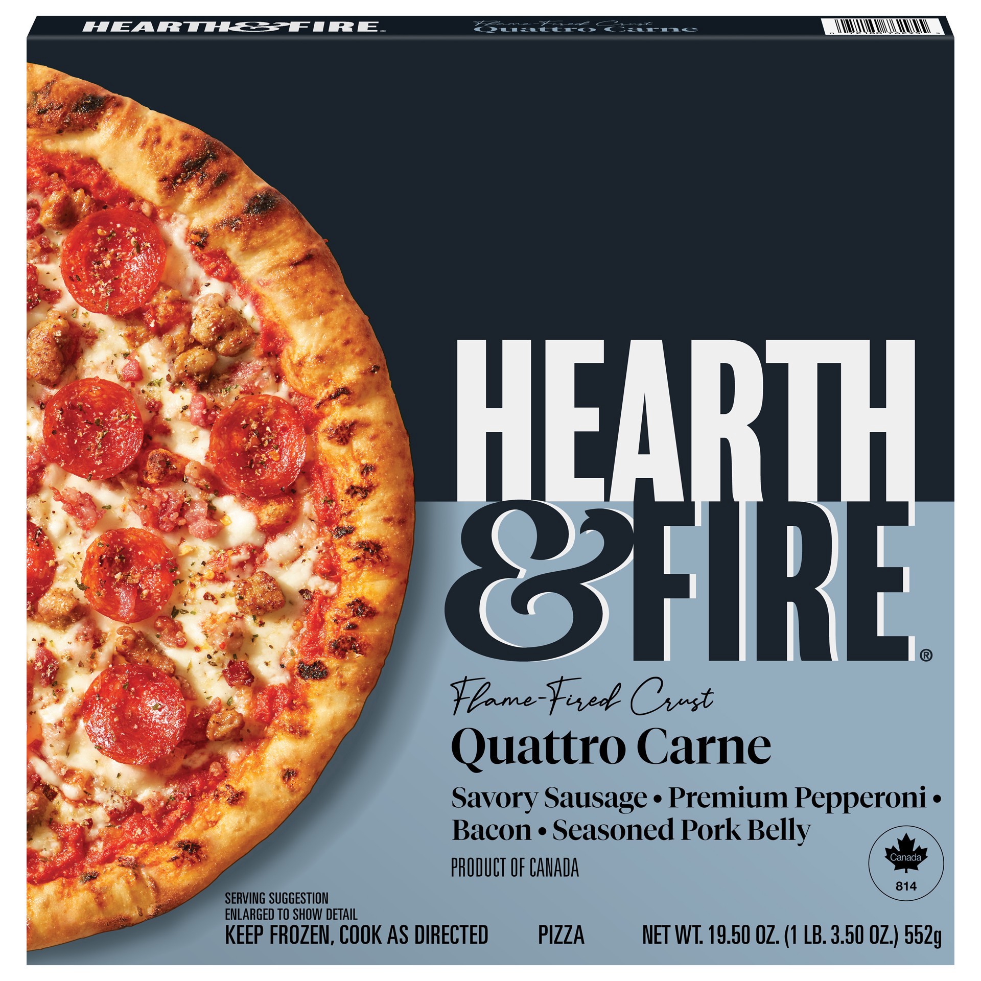 slide 1 of 1, Hearth & Fire Flame-Fired Crust Quattro Carne Pizza 19.50 oz, 19.5 oz